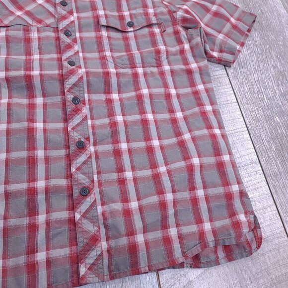 Outdoor Research Shirt Mens Small Riff Red Plaid Short Sleeve Button Camp Top - Picture 4 of 7